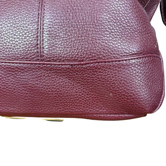 Giani Bernini Pebble Leather Burgundy Crossbody Shoulder Bag Purse Gold Tone - Picture 6 of 16